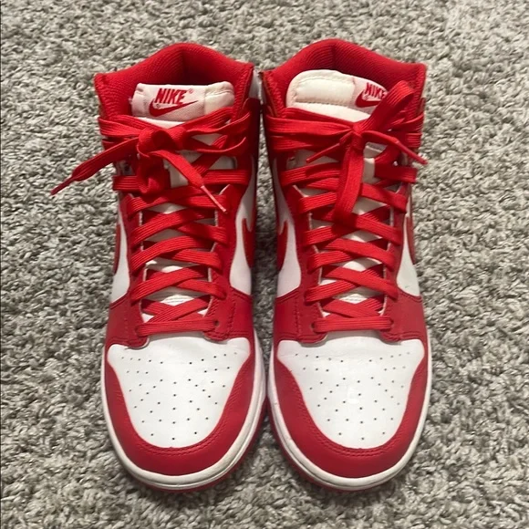 Nike Red and White High-Top Sneakers - Picture 4 of 6